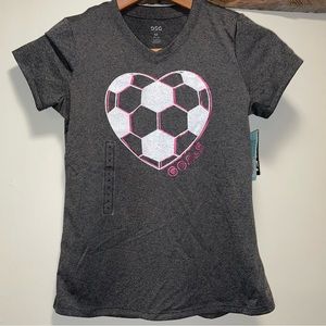 DSG girls performance shirt with soccer heart. Brand new with tags.